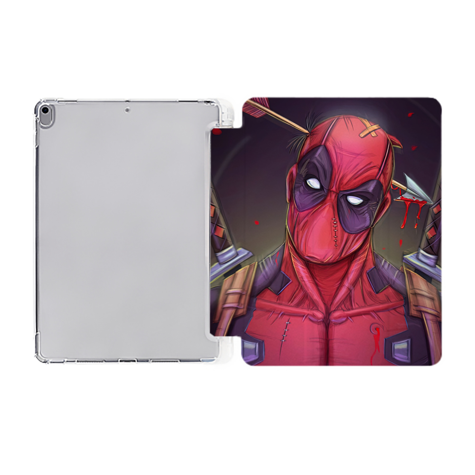 （画像用） Deadpool デッドプール IPad ケース ペン収納付き 三つ折りスタンド PUレザー×シリコン 対応機種9.5/10.5/10.9インチ
